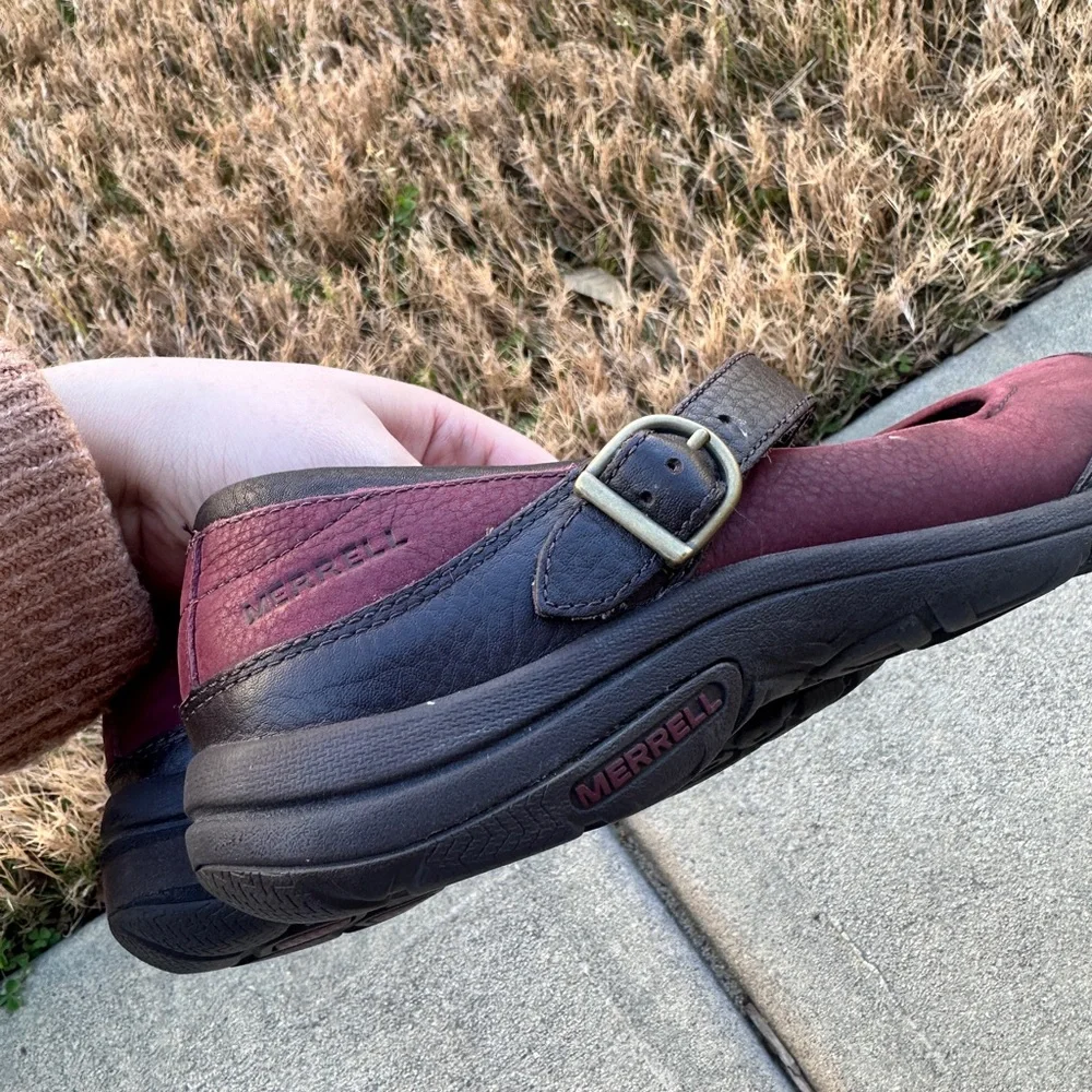 Merrell Women's Mary Jane Flats in Burgundy and Dark Brown - Picture 6 of 8